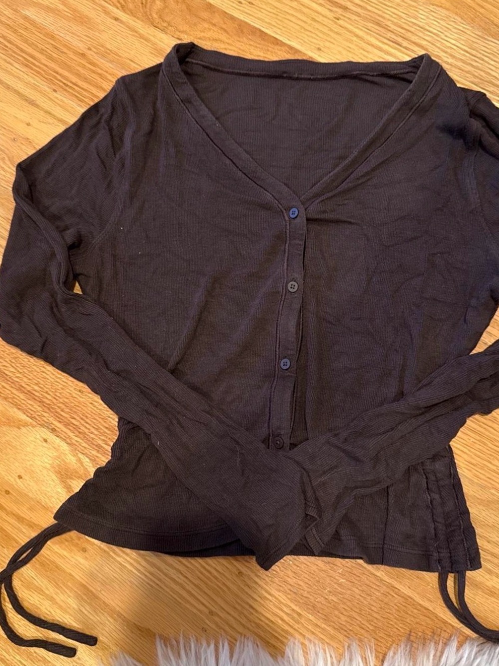 lululemon athletica Black V-Neck Button Front Long Sleeve Sweater